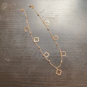 18k gold monogram lv style 10” beaded anklet